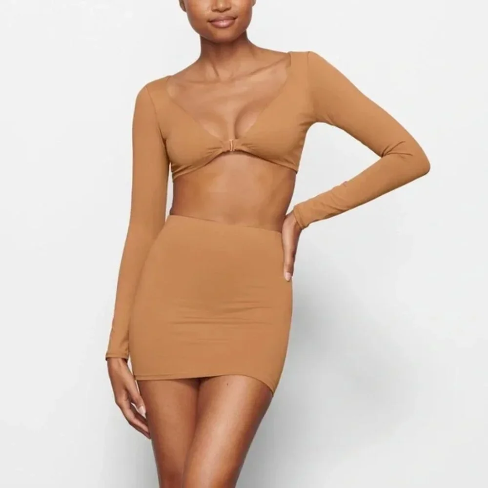 SKIMS Signature Swim Long Sleeve Shrug Almond 2X NWT